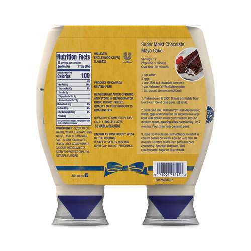 Real Mayonnaise, 25 Oz Bottle, 2/pack Real Mayonnaise, 25 Oz Bottle, 2/pack