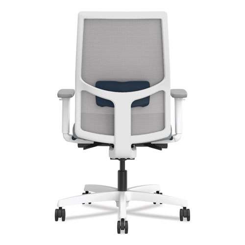 Ignition 2.0 4-way Stretch Mid-back Mesh Task Chair, Navy Blue Lumbar Support, Basalt Seat, Fog Back, White Base Ignition 2.0 4-way Stretch Mid-back Mesh Task Chair, Navy Blue Lumbar Support, Basalt Seat, Fog Back, White Base