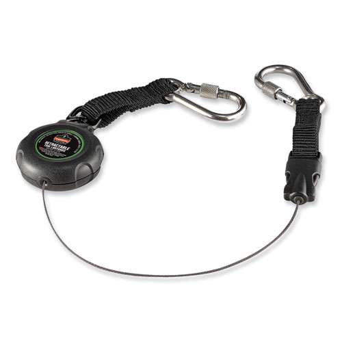 Squids 3000 Retractable Tool Lanyard With Carabiner Anchor, 1 Lb Working Capacity, 48" Long, Black Squids 3000 Retractable Tool Lanyard With Carabiner Anchor, 1 Lb Working Capacity, 48" Long, Black