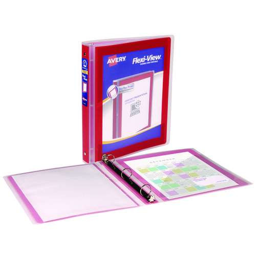 Flexi-view Binder With Round Rings, 3 Rings, 1" Capacity, 11 X 8.5, Red Flexi-view Binder With Round Rings, 3 Rings, 1" Capacity, 11 X 8.5, Red