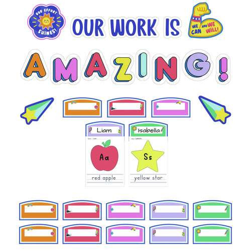 Work Display Bulletin Board Sets, 45-piece Set, We Stick Together: Our Work Is Amazing, 7.9" X 15", Multicolor Work Display Bulletin Board Sets, 45-piece Set, We Stick Together: Our Work Is Amazing, 7.9" X 15", Multicolor