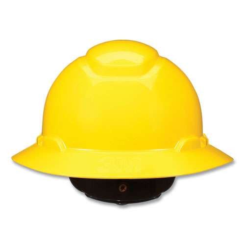 Securefit Full Brim Hard Hat With Uvicator, Four-point Ratchet Suspension, Yellow Securefit Full Brim Hard Hat With Uvicator, Four-point Ratchet Suspension, Yellow