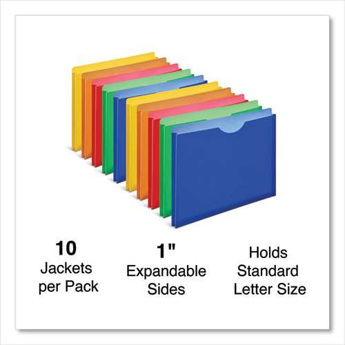 Expanding Poly File Jackets, 1 Section, Straight Tab, Letter Size, Assorted, 10/pack Expanding Poly File Jackets, 1 Section, Straight Tab, Letter Size, Assorted, 10/pack