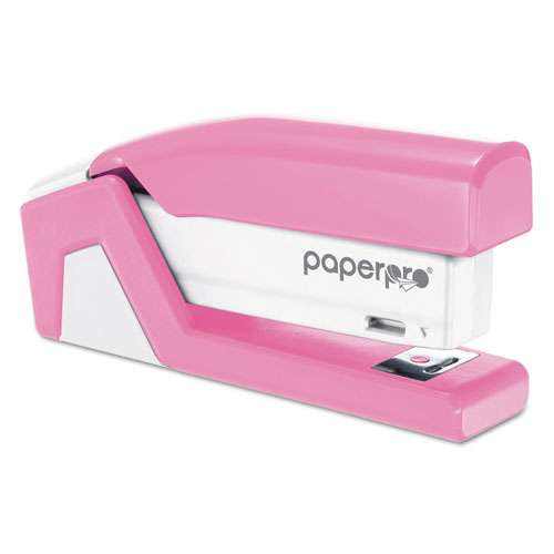 Incourage Spring-powered Compact Stapler With Antimicrobial Protection, 20-sheet Capacity, Pink/gray Incourage Spring-powered Compact Stapler With Antimicrobial Protection, 20-sheet Capacity, Pink/gray