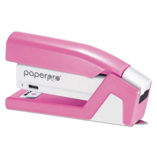Incourage Spring-powered Compact Stapler With Antimicrobial Protection, 20-sheet Capacity, Pink/gray Incourage Spring-powered Compact Stapler With Antimicrobial Protection, 20-sheet Capacity, Pink/gray