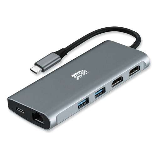 9-in-1 Usb Type-c Docking Station, 2 Hdmi/3 Usb C/sd And Tf Slot/rj45, Gray/black 9-in-1 Usb Type-c Docking Station, 2 Hdmi/3 Usb C/sd And Tf Slot/rj45, Gray/black