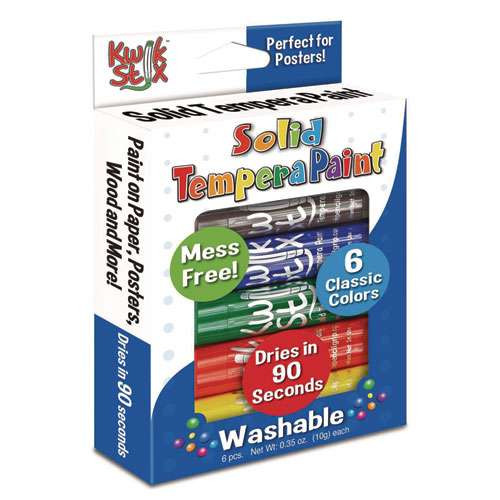 Kwik Stix Tempera Paint Set, 0.7" X 3.5", Assorted, 6 Sticks/pack, 24 Packs/carton Kwik Stix Tempera Paint Set, 0.7" X 3.5", Assorted, 6 Sticks/pack, 24 Packs/carton