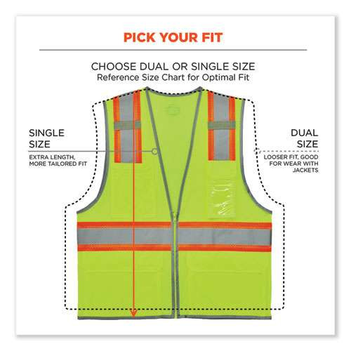 Glowear 8246z-s Single Size Class 2 Two-tone Mesh Vest, Polyester, 3x-large, Lime