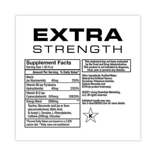 Extra Strength Energy Drink, Berry, 1.93 Oz Bottle, 24/carton Extra Strength Energy Drink, Berry, 1.93 Oz Bottle, 24/carton