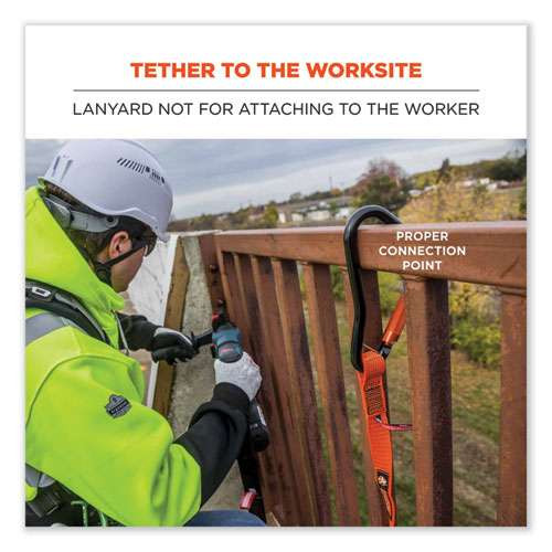Squids 3148 Tool Lanyard With Xl Carabiner + Threaded Loop, 80 Lb Max Working Capacity, 76" Long, Orange/black Squids 3148 Tool Lanyard With Xl Carabiner + Threaded Loop, 80 Lb Max Working Capacity, 76" Long, Orange/black