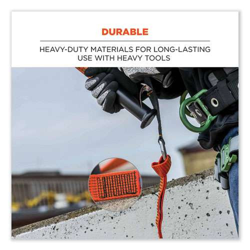 Squids 3148 Tool Lanyard With Xl Carabiner + Threaded Loop, 80 Lb Max Working Capacity, 76" Long, Orange/black Squids 3148 Tool Lanyard With Xl Carabiner + Threaded Loop, 80 Lb Max Working Capacity, 76" Long, Orange/black