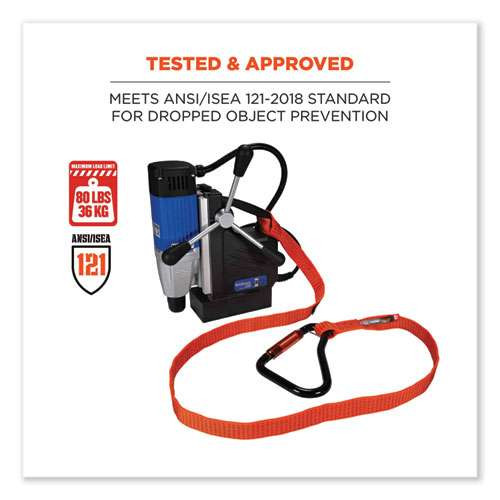 Squids 3148 Tool Lanyard With Xl Carabiner + Threaded Loop, 80 Lb Max Working Capacity, 76" Long, Orange/black Squids 3148 Tool Lanyard With Xl Carabiner + Threaded Loop, 80 Lb Max Working Capacity, 76" Long, Orange/black