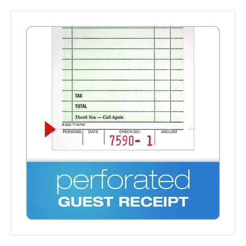 One-part Guest Check Pad With Perforated Stub, One-part (no Copies), 3.4 X 6.25, 50 Forms/pad, 10 Pads/pack One-part Guest Check Pad With Perforated Stub, One-part (no Copies), 3.4 X 6.25, 50 Forms/pad, 10 Pads/pack