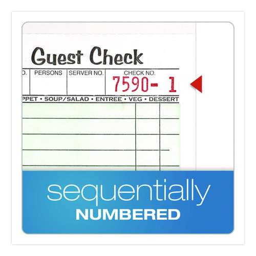 One-part Guest Check Pad With Perforated Stub, One-part (no Copies), 3.4 X 6.25, 50 Forms/pad, 10 Pads/pack One-part Guest Check Pad With Perforated Stub, One-part (no Copies), 3.4 X 6.25, 50 Forms/pad, 10 Pads/pack