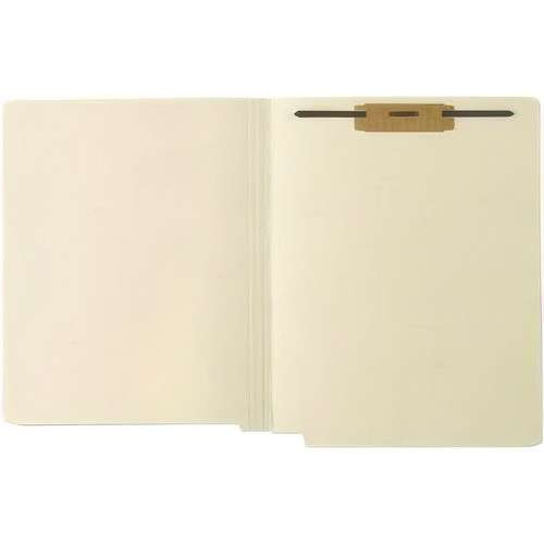 End Tab Fastener File Folder, Embossed Labeling Lines, 0.75" Expansion, 1 Fastener, Letter Size, Manila Exterior, 250/box