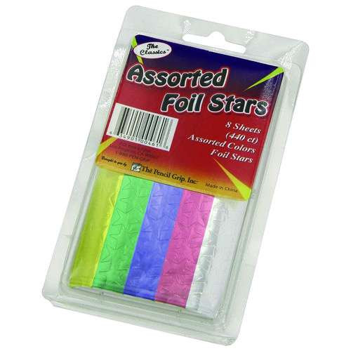 Foil Star Stickers, Assorted Colors, 55/sheet, 8 Sheets/pack, 72 Packs/carton Foil Star Stickers, Assorted Colors, 55/sheet, 8 Sheets/pack, 72 Packs/carton
