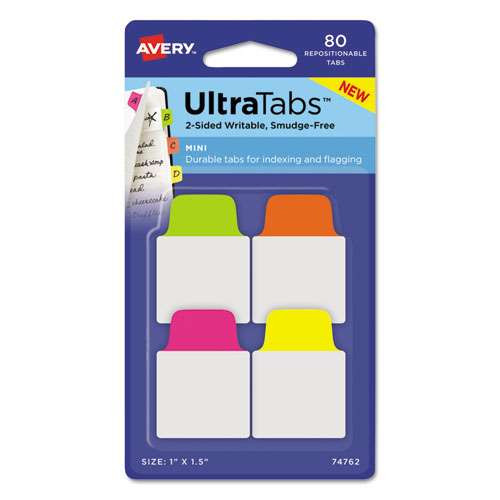 Ultra Tabs Repositionable Mini Tabs, 1/5-cut Tabs, Assorted Neon, 1" Wide, 80/pack Ultra Tabs Repositionable Mini Tabs, 1/5-cut Tabs, Assorted Neon, 1" Wide, 80/pack