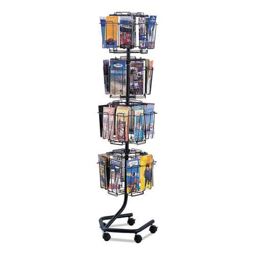 Wire Rotary Display Racks, 32 Compartments, 15w X 15d X 60h, Charcoal Wire Rotary Display Racks, 32 Compartments, 15w X 15d X 60h, Charcoal