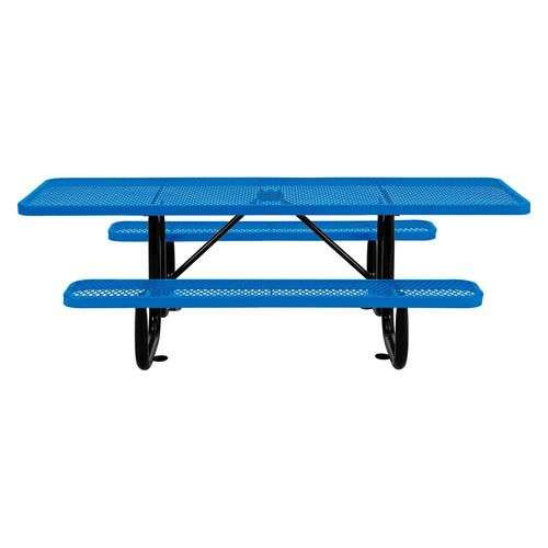 Ada Compliant Expanded Steel Picnic Table, Rectangular, 96 X 60 X 29.5, Blue Top And Base Ada Compliant Expanded Steel Picnic Table, Rectangular, 96 X 60 X 29.5, Blue Top And Base