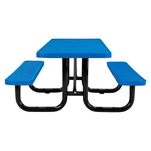 Ada Compliant Expanded Steel Picnic Table, Rectangular, 96 X 60 X 29.5, Blue Top And Base Ada Compliant Expanded Steel Picnic Table, Rectangular, 96 X 60 X 29.5, Blue Top And Base