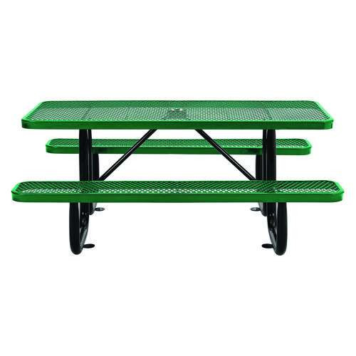 Expanded Steel Picnic Table, Rectangular, 72 X 62 X 29.5, Green Top, Green Base/legs Expanded Steel Picnic Table, Rectangular, 72 X 62 X 29.5, Green Top, Green Base/legs