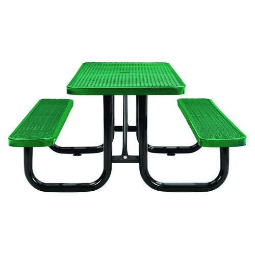 Expanded Steel Picnic Table, Rectangular, 72 X 62 X 29.5, Green Top, Green Base/legs Expanded Steel Picnic Table, Rectangular, 72 X 62 X 29.5, Green Top, Green Base/legs