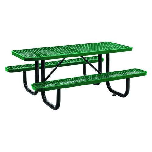 Expanded Steel Picnic Table, Rectangular, 72 X 62 X 29.5, Green Top, Green Base/legs Expanded Steel Picnic Table, Rectangular, 72 X 62 X 29.5, Green Top, Green Base/legs