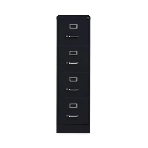 Four-drawer Economy Vertical File, Letter-size File Drawers, 15" X 22" X 52", Black