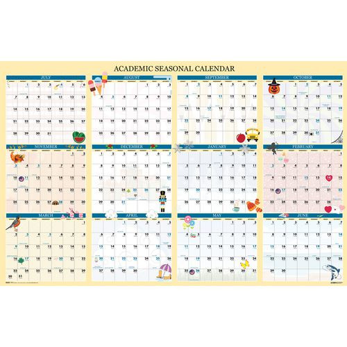 Recycled Academic Seasonal Laminated Wall Calendar, Illustrated Seasons, 24 X 37, 12-month (july To June), 2025 To 2026 Recycled Academic Seasonal Laminated Wall Calendar, Illustrated Seasons, 24 X 37, 12-month (july To June), 2025 To 2026