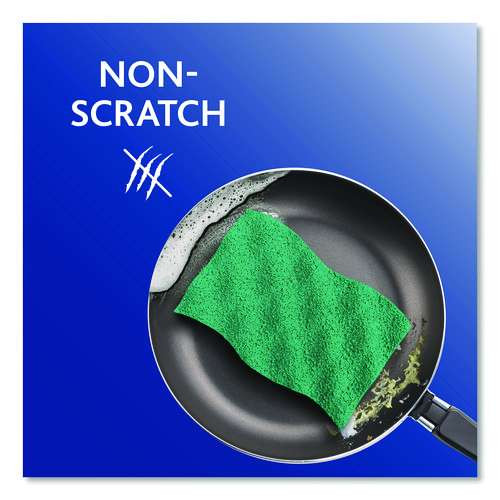 Scrunge Non-scratch Scrub Sponge, 2.63" X 4.25", 1" Thick, Green/blue, 2/pack, 8 Packs/carton