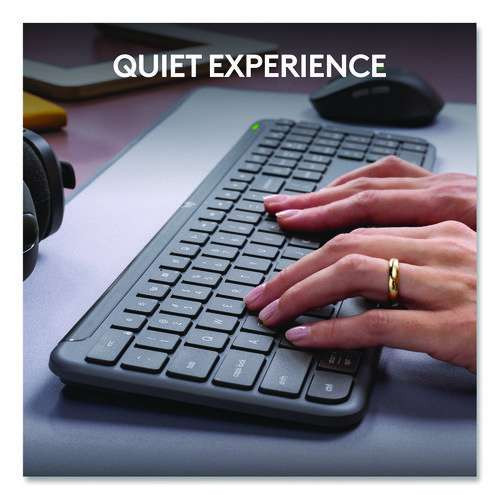 Signature Slim Mk955 Wireless Keyboard And Optical Mouse Combo, 2.4 Ghz Frequency/33 Ft Wireless Range, Graphite Signature Slim Mk955 Wireless Keyboard And Optical Mouse Combo, 2.4 Ghz Frequency/33 Ft Wireless Range, Graphite