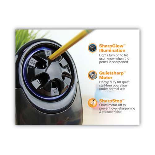 Quietsharp Glow Classroom Electric Pencil Sharpener, Ac-powered, 6.13 X 10.69 X 9, Silver/black Quietsharp Glow Classroom Electric Pencil Sharpener, Ac-powered, 6.13 X 10.69 X 9, Silver/black
