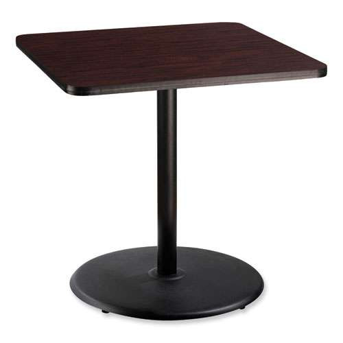 Cafe Table, 36w X 36d X 36h, Square Top/round Base, Mahogany Top, Black Base Cafe Table, 36w X 36d X 36h, Square Top/round Base, Mahogany Top, Black Base