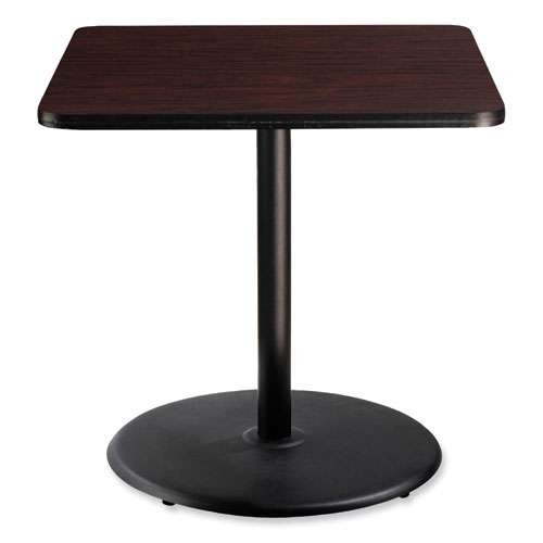 Cafe Table, 36w X 36d X 36h, Square Top/round Base, Mahogany Top, Black Base Cafe Table, 36w X 36d X 36h, Square Top/round Base, Mahogany Top, Black Base
