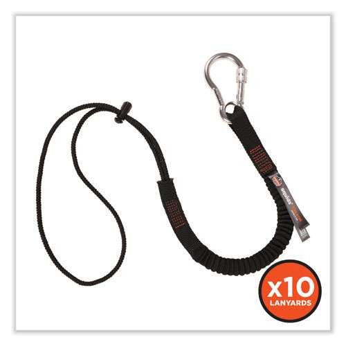 Squids 3105 Tool Lanyard With Aluminum Carabiner + Cinch-loop, 15 Lb Max Working Capacity, 32" To 48" Long, Black, 10/pack Squids 3105 Tool Lanyard With Aluminum Carabiner + Cinch-loop, 15 Lb Max Working Capacity, 32" To 48" Long, Black, 10/pack