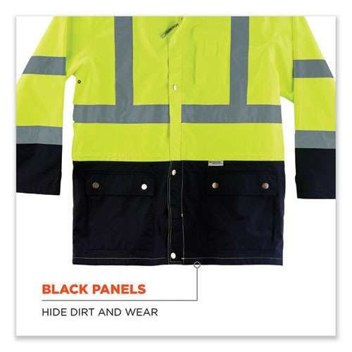 Glowear 8365bk Class 3 Hi-vis Rain Jacket Black Bottom, 3x-large, Lime Glowear 8365bk Class 3 Hi-vis Rain Jacket Black Bottom, 3x-large, Lime