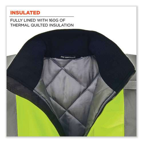 Glowear 8377 Class 3 Hi-vis Quilted Bomber Jacket, Lime, 2x-large Glowear 8377 Class 3 Hi-vis Quilted Bomber Jacket, Lime, 2x-large