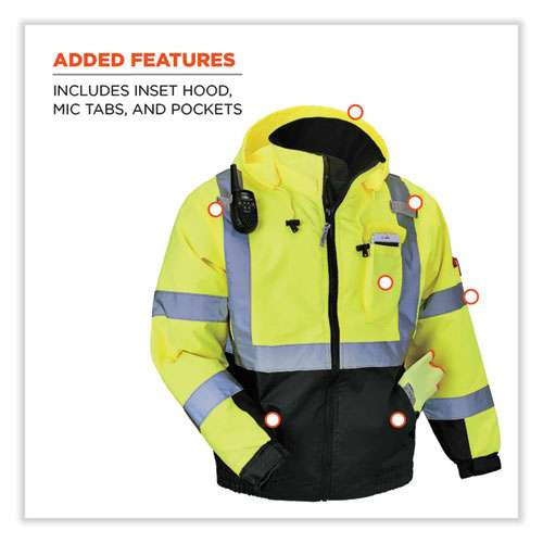 Glowear 8377 Class 3 Hi-vis Quilted Bomber Jacket, Lime, 2x-large Glowear 8377 Class 3 Hi-vis Quilted Bomber Jacket, Lime, 2x-large