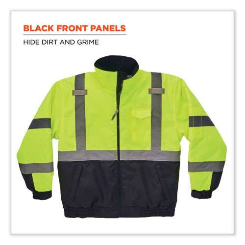 Glowear 8377 Class 3 Hi-vis Quilted Bomber Jacket, Lime, 2x-large Glowear 8377 Class 3 Hi-vis Quilted Bomber Jacket, Lime, 2x-large