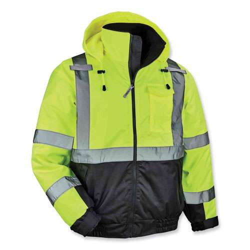 Glowear 8377 Class 3 Hi-vis Quilted Bomber Jacket, Lime, 2x-large Glowear 8377 Class 3 Hi-vis Quilted Bomber Jacket, Lime, 2x-large