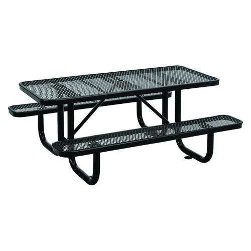 Expanded Steel Picnic Table, Rectangular, 72 X 62 X 29.5, Black Top, Black Base/legs Expanded Steel Picnic Table, Rectangular, 72 X 62 X 29.5, Black Top, Black Base/legs
