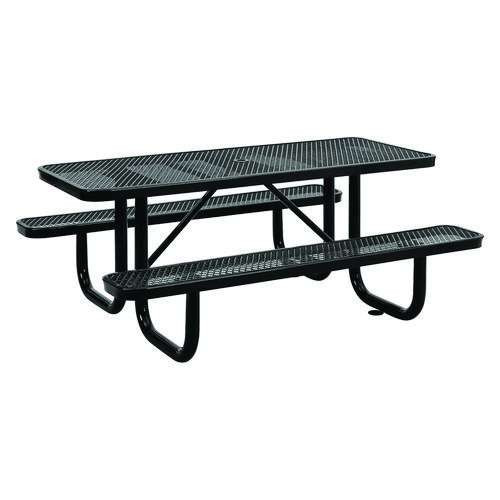 Expanded Steel Picnic Table, Rectangular, 72 X 62 X 29.5, Black Top, Black Base/legs Expanded Steel Picnic Table, Rectangular, 72 X 62 X 29.5, Black Top, Black Base/legs