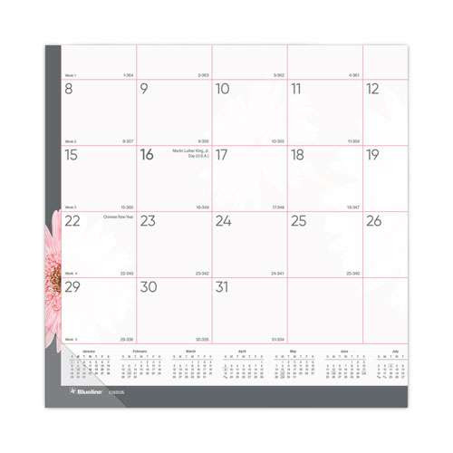 Monthly Desk Pad Calendar, Pink Daisy Artwork, 22 X 17, Pink/white Sheets, Black Binding, 12-month (jan To Dec): 2025 Monthly Desk Pad Calendar, Pink Daisy Artwork, 22 X 17, Pink/white Sheets, Black Binding, 12-month (jan To Dec): 2025