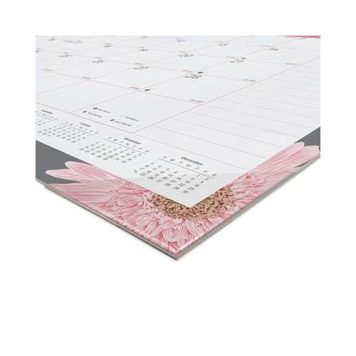 Monthly Desk Pad Calendar, Pink Daisy Artwork, 22 X 17, Pink/white Sheets, Black Binding, 12-month (jan To Dec): 2025 Monthly Desk Pad Calendar, Pink Daisy Artwork, 22 X 17, Pink/white Sheets, Black Binding, 12-month (jan To Dec): 2025
