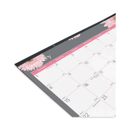 Monthly Desk Pad Calendar, Pink Daisy Artwork, 22 X 17, Pink/white Sheets, Black Binding, 12-month (jan To Dec): 2025 Monthly Desk Pad Calendar, Pink Daisy Artwork, 22 X 17, Pink/white Sheets, Black Binding, 12-month (jan To Dec): 2025