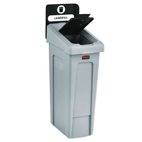 Slim Jim Recycling Station Kit, 1-stream Landfill, 23 Gal, Plastic, Gray/black Slim Jim Recycling Station Kit, 1-stream Landfill, 23 Gal, Plastic, Gray/black