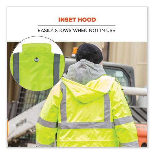 Glowear 8365 Class 3 Hi-vis Rain Jacket, Polyester, Large, Lime Glowear 8365 Class 3 Hi-vis Rain Jacket, Polyester, Large, Lime