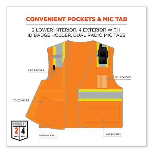 Glowear 8246z-s Single Size Class 2 Two-tone Mesh Vest, Polyester, 5x-large, Orange Glowear 8246z-s Single Size Class 2 Two-tone Mesh Vest, Polyester, 5x-large, Orange