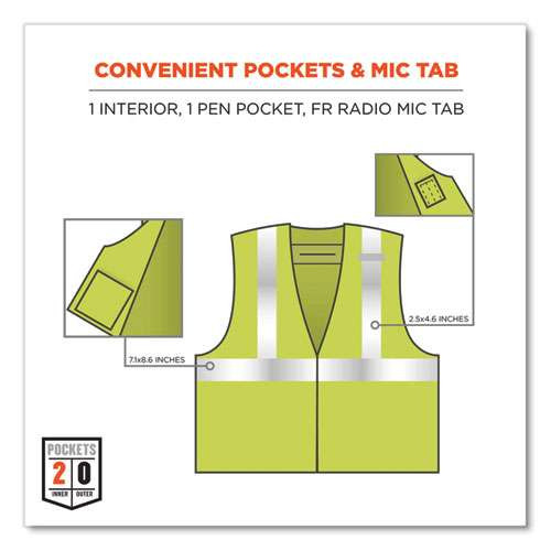Glowear 8261frhl Class 2 Dual Compliant Fr Hook And Loop Safety Vest, Small/medium, Lime Glowear 8261frhl Class 2 Dual Compliant Fr Hook And Loop Safety Vest, Small/medium, Lime