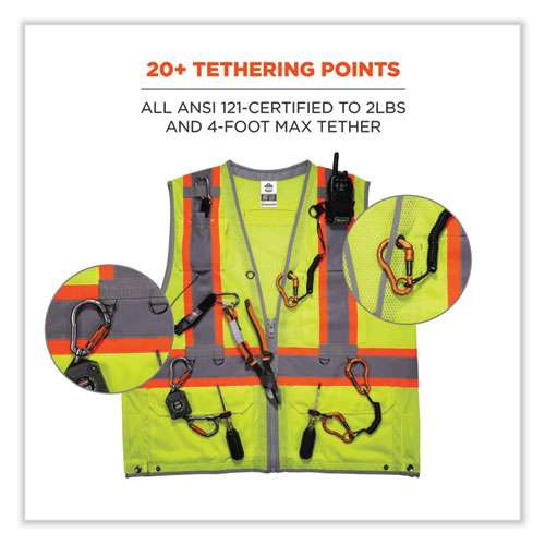 Glowear 8231tv Class 2 Hi-vis Tool Tethering Safety Vest, Polyester, Small/medium, Lime Glowear 8231tv Class 2 Hi-vis Tool Tethering Safety Vest, Polyester, Small/medium, Lime